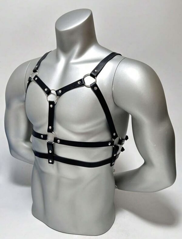 Screenshot Arnés Masculino de Eco Cuero Negro con Aros | Talla Ajustable · ZONAG Chile