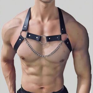 Arnés Masculino de Eco Cuero Gris con Cadena | Talla L · ZONAG Chile