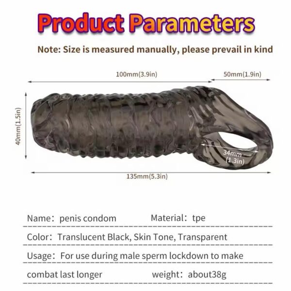 Funda para Pene Extensora Masculina de Silicona Reutilizable 1 Unidad · ZONAG Chile
