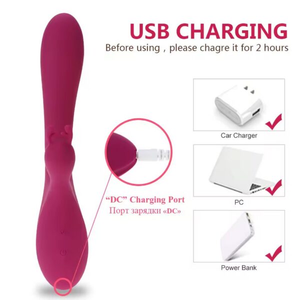 Vibrador Íntimo Recargable Vibrador Femenino Reno Doble Estimulacion Placer Potencia Comodidad · ZONAG Chile
