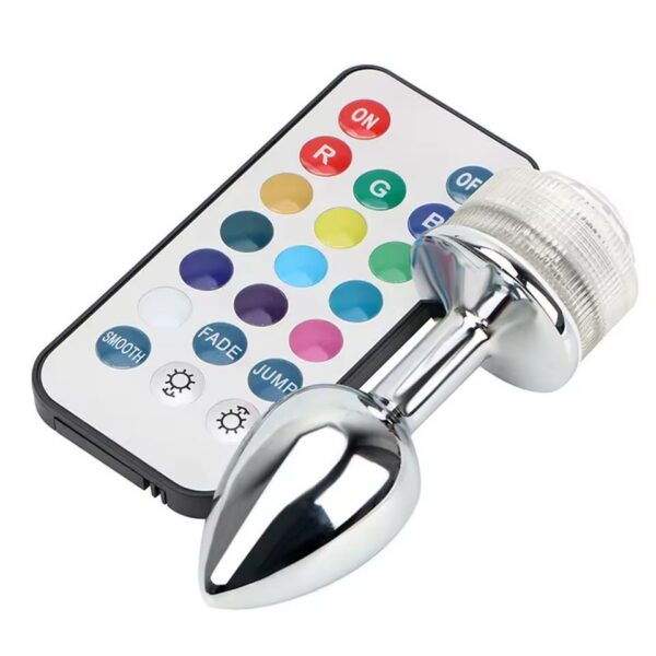 Plug Anal Dilatador Acero Quirúrgico Talla M 82x34mm Luz Colores · ZONAG Chile