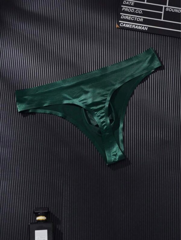 Tanga masculina verde oscuro con cintura de texto · Talla M/L