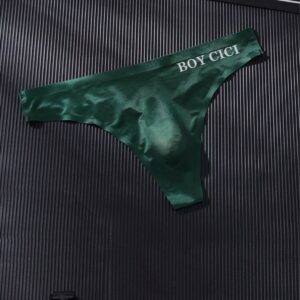 Sunga-Sutien-tanga-Chile-Santiago-Maipu Tanga masculina verde oscuro con cintura de texto · Talla M/L