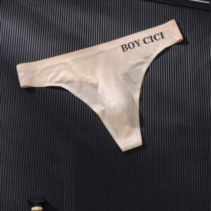 Sunga-Sutien-tanga-Chile-Santiago-Maipu Tanga masculina beige con cintura de texto · Talla M/L