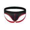 Sunga-Sutien-tanga-Chile-Santiago-Maipu Jockstrap negro de malla con bordes rojos · Talla M/L