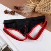 Sunga-Sutien-tanga-Chile-Santiago-Maipu Jockstrap negro de malla con bordes rojos · Talla M/L
