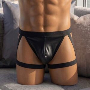 Jockstrap negro con bandas en los muslos · Talla M/L