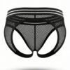 Sunga-Sutien-tanga-Chile-Santiago-Maipu Jockstrap negro de malla con cintura a rayas · Talla XS/S