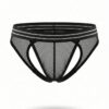 Sunga-Sutien-tanga-Chile-Santiago-Maipu Jockstrap negro de malla con cintura a rayas · Talla XS/S