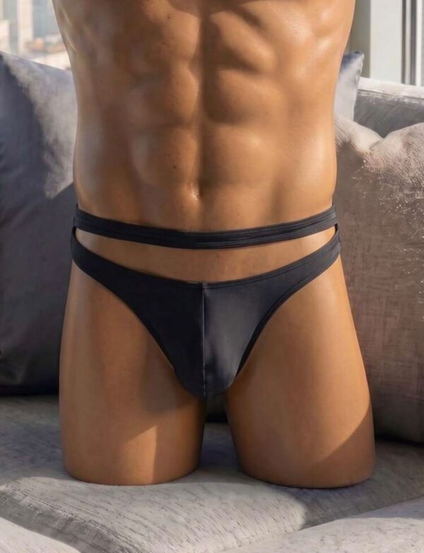 Tanga masculina negra de doble cintura · Talla M/L