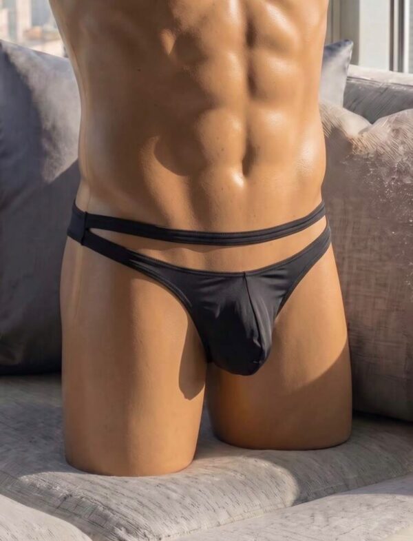 Tanga masculina negra de doble cintura · Talla M/L