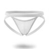 Sunga-Sutien-tanga-Chile-Santiago-Maipu Jockstrap blanco de malla con tiras cruzadas · Talla M/L