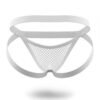 Sunga-Sutien-tanga-Chile-Santiago-Maipu Jockstrap blanco de malla con tiras cruzadas · Talla M/L