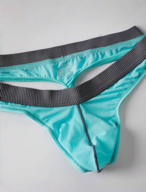 Sunga-Sutien-tanga-Chile-Santiago-Maipu Jockstrap verde agua con cintura negra · Talla M/L