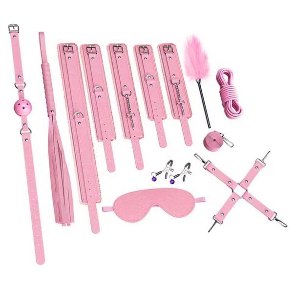 BDSM-kit-amarre-bondage-sexo-sexshop-maipu-chacabuco-chile-santiago Kit de Amarre Bondage BDSM 10 piezas Solo Color Rosado