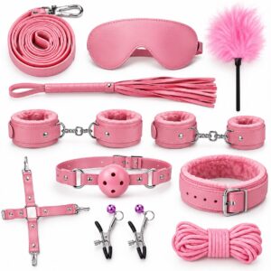 Kit de Amarre Bondage BDSM 10 piezas Solo Color Rosado