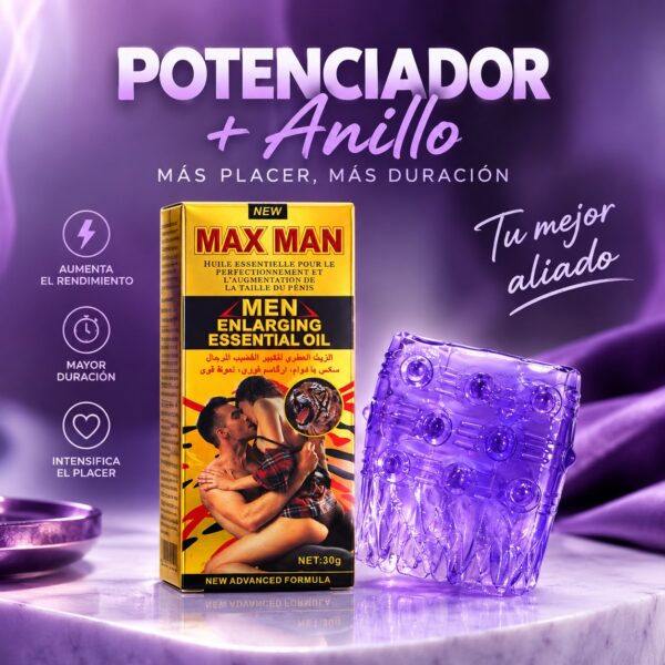 Kit-Promocion-sexsho-chile-santiago-maipu-chacabuco-sex Promocion Aceite Potenciador Masculino MAX MAN + Anillo Estimulador