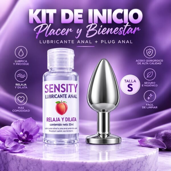 Kit-Promocion-sexsho-chile-santiago-maipu-chacabuco-sex Kit de Inicio Anal con Lubricante Sensity y Plug Talla S